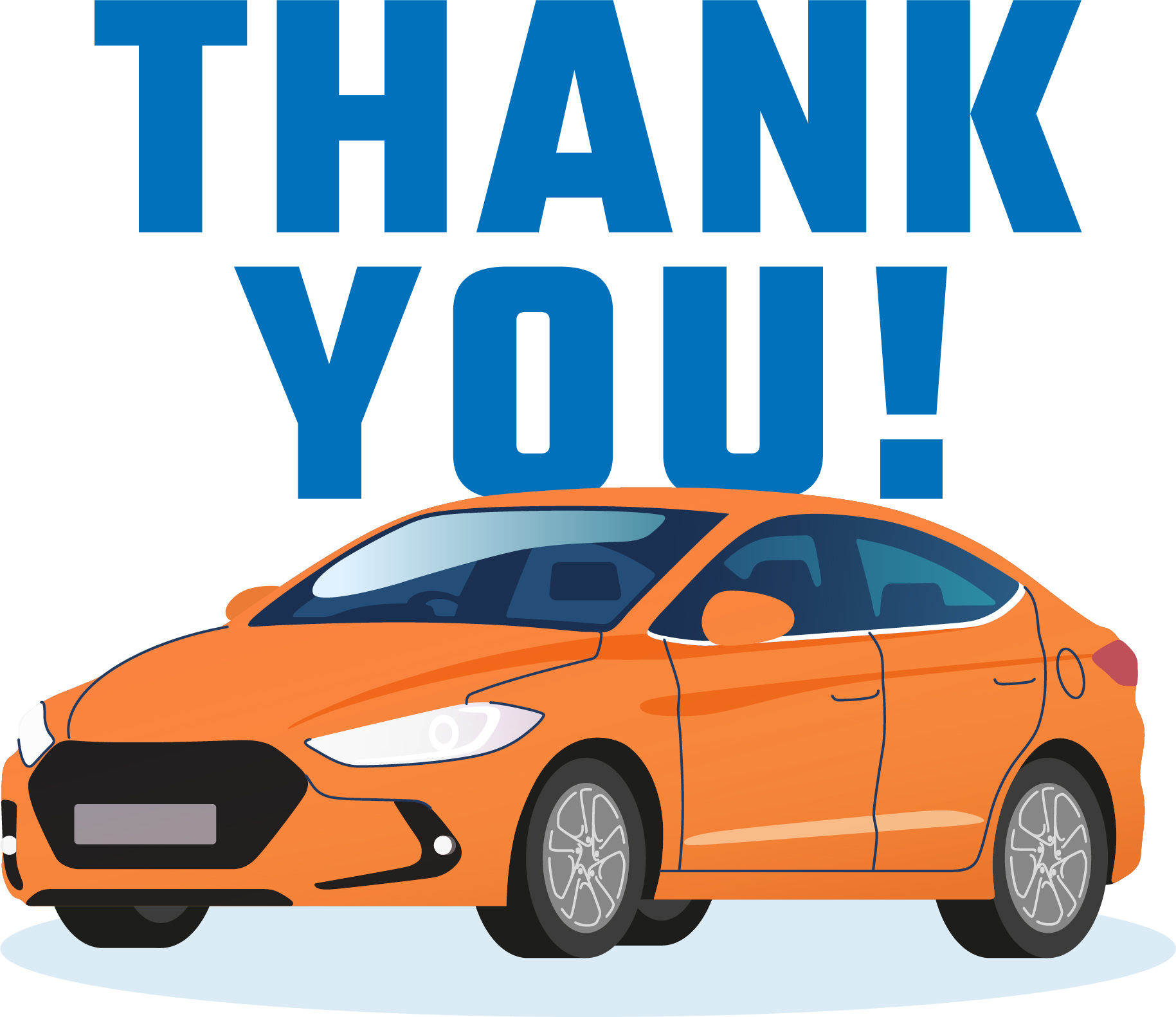 Orange car thank you image